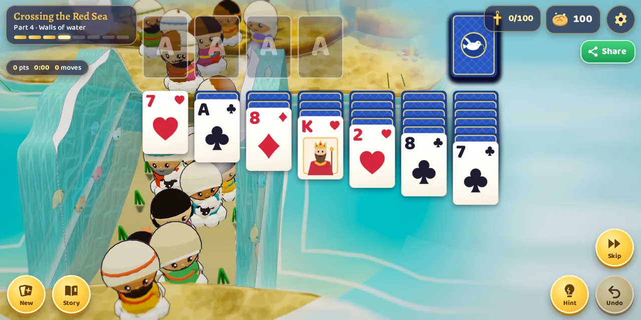 A hand of solitaire over the parting of the Red Sea